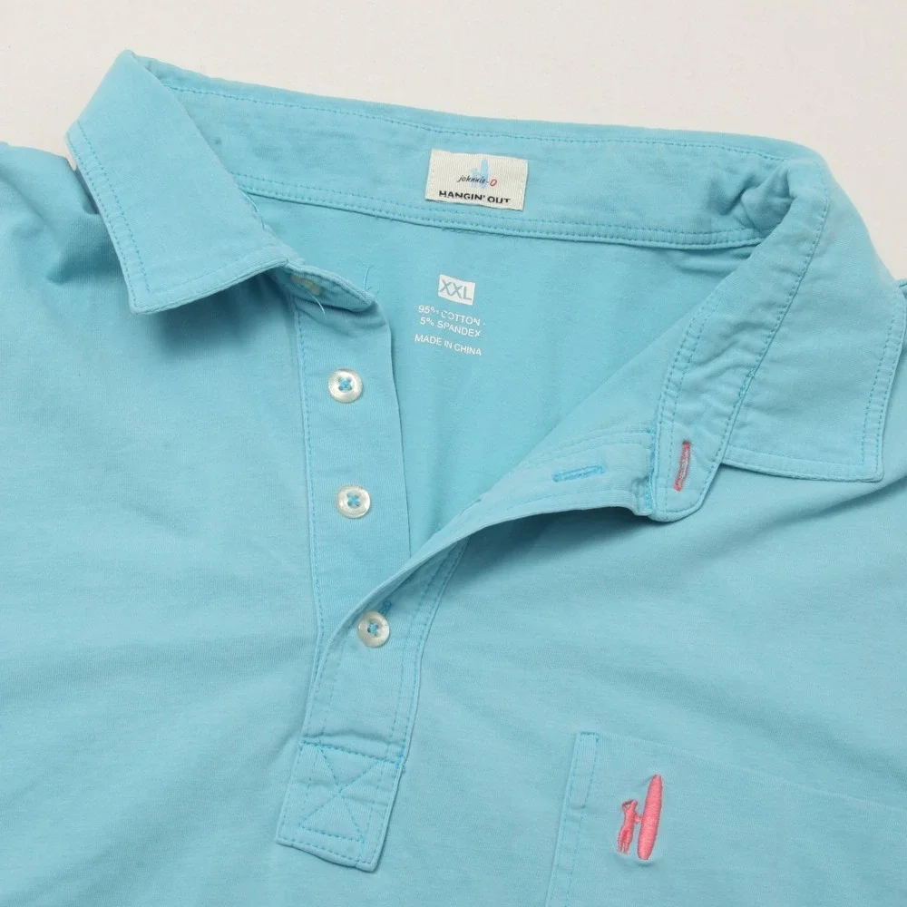 johnnie-O Hangin' Out Men's XXL Breaker Blue Short Sleeve Polo Shirt Cotton